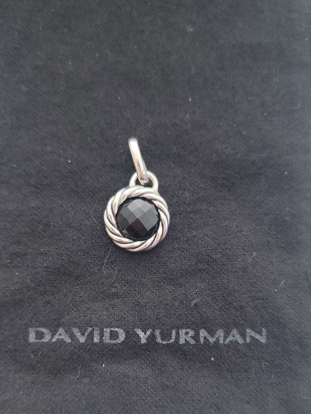 David Yurman Sterling Silver Cable Pendant with Black Onyx- clasp